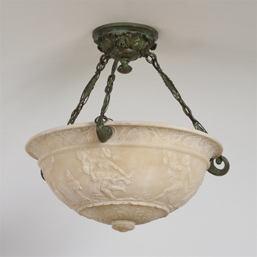 Pantheon 19 in. Multi-Stem Alabaster Pendant, Real Alabaster Bowl Hanging  Light Fixtures